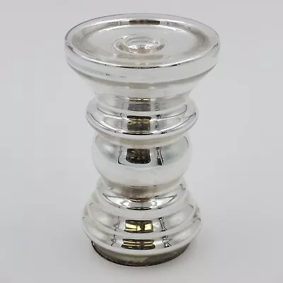 Mercury Glass Silver Pillar Pedestal Taper Candle Holder Paper Felt Bottom 6 In • $19.95