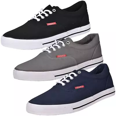 CROSSHATCH Men Trainers Lace Up Canvas Plimsolls Pumps Low Top Sneaker Shoe Size • £19.99