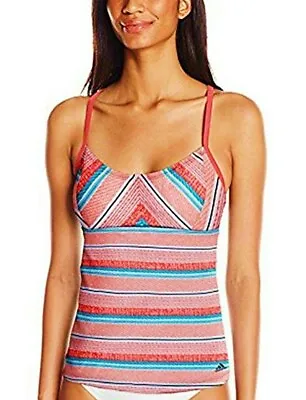 $34.99 • Buy Adidas Coral Stripe A Pose Tie Back Swim Tankini Top Women's Large #2ABF199
