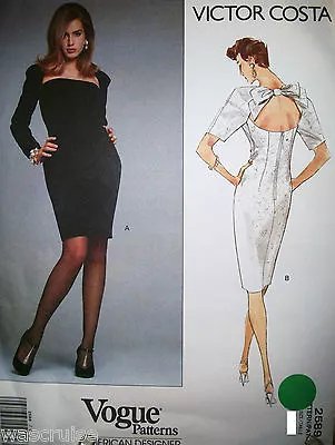 Miss Victor Costa UNCUT 2589 Vogue Pattern Open Back Pencil Dress Size 8-10-12 • $14.99