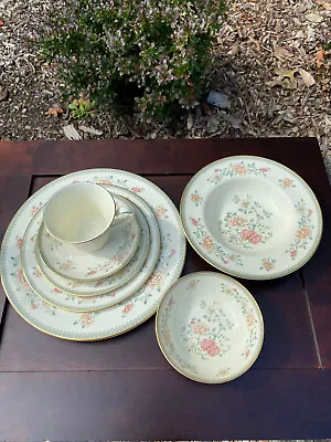 Vintage Minton Jasmine Patterned Bone China 7 Piece Set Place Setting Set Of One • $68.89