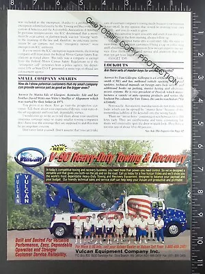 1996 ADVERTISEMENT For Vulcan V 90 Tow Truck Wrecker Recovery Boom • $13.50