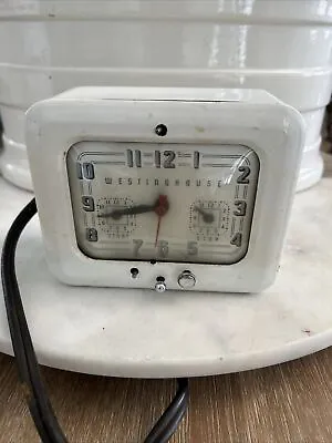 Vintage 1950'S WHITE ENAMEL Westinghouse Kitchen Clock COOKING Timer #TC-81 • $29