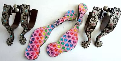 Western Spur Straps Ladies/ Youth Rainbow Heart Accents W/Spurs Crystal Accents! • $88.50