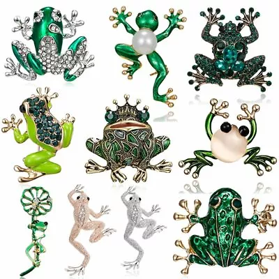 Fashion Animal Frog Rhinestone Lapel Brooch Pin Jewelry Women Men Accessories • £3.95