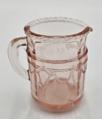 Vintage Pink Depression Glass Miniature Pitcher By Moser Creamer 3 X3  • $20.40