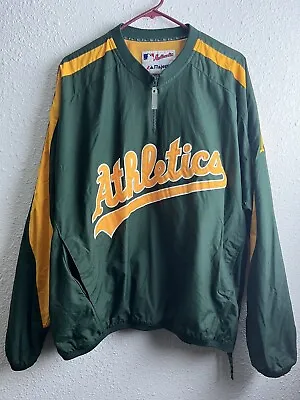 Oakland Athletics Jacket Windbreaker Majestic Men's L Large Rare MLB Baseball • $54.99