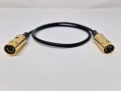 Quad 5 Pin To 5 Pin Din Gold Plated Cable Interconnect  Pure OFC Lead • £15