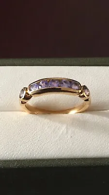 Stunning Sterling Silver Gold Plated Tanzanite Band Ring - Size M • £26.95