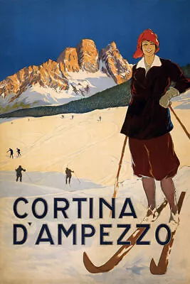 366672 1924 Cortina D' Ampezza Ski Skiing Sport Italy Vintage Poster • $29.95