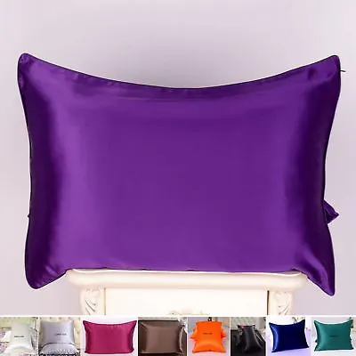 1pc 22 Momme 100% Pure Mulberry Silk Pillow Cases Cover Zipper Piping Around  • $28.58