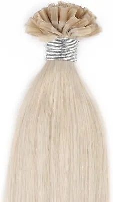 50 Strands Nail U Tip Remy Human Hair Extensions Platinum Blonde 60# Pre Bonded • £41.39