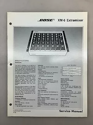 Bose XM-6 Original Service Manual Free Shipping • $10