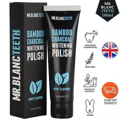 Mr Blanc Teeth Bamboo Charcoal Natural Whitening Polish Toothpaste 100ml • £5.62