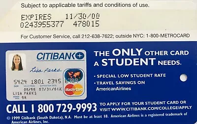 1999 Citibank Metrocard • $2.50