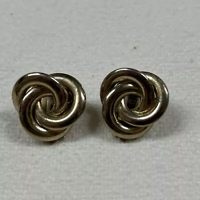 Signed LISNER LOVE KNOT GOLD Tone CLIP-ON EARRINGS Vintage Costume Jewelry C1 • $9.99