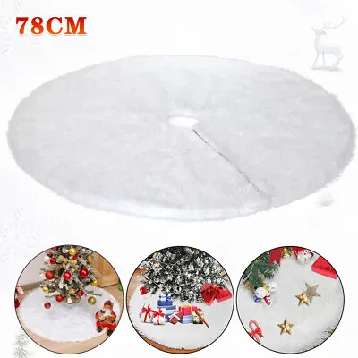 White Christmas Tree Skirt Base Faux Fur Xmas Floor Mat Ornaments Decoration AU • $11.33