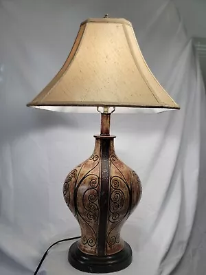 Vintage Berman Hand Painted Ceramic Table Lamp Heavy Decorated Footed Base • $20