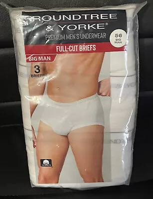 *men's* Roundtree & Yorke *white  Full-cut Briefs* Size 56 *3 Pairs Underwear* • $11.99