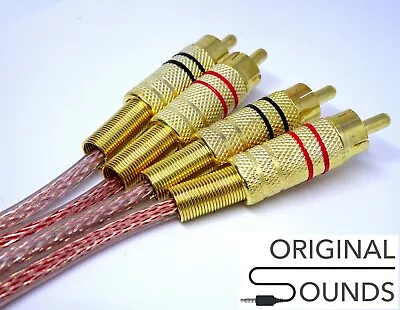 Original Sounds 0.5m Gold Phono RCA Lead Premium Braided Cable HiFi Interconnect • £9.95