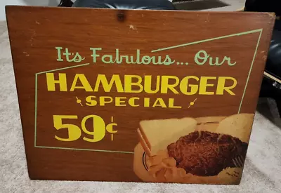 Original Vintage 1958 Pixley And Ehlers Restaurant Chicago Menu Sign  HAMBURGER  • $199.99