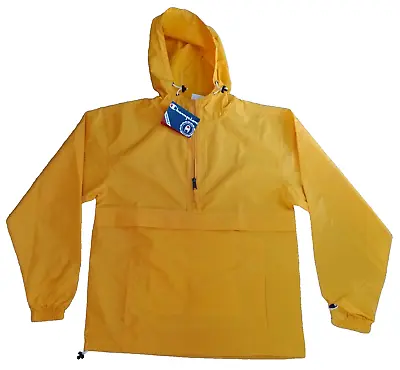 NWT Champion Mens ½ Zip Hooded Packable Windbreaker Jacket – Yellow – Size XS • $11.99