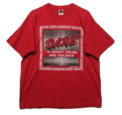 Vtg D.A.R.E. Dare To Resist Drugs Tee T Shirt Sz XL 1996 Red 90s Dare • $29.75