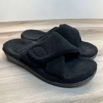 Vionic Women's Relax Cozy Black Adjustable Slipper House Shoes Size 8 • $29.05