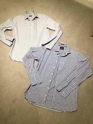 Mens Formal Shirts X2  Size 15 1/2 Neck  Cuff Link Sleeves   By M&S   100% Cotto • £4