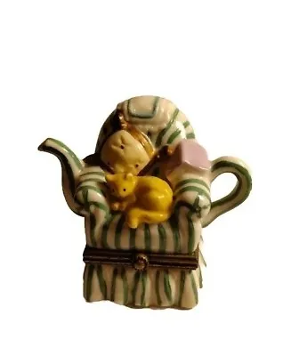 Midwest Of Cannon Falls Hinged Trinket Box Teapot Cat On Striped Chair 2  • $12.99