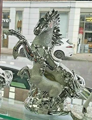 ITALIAN SILVER HORSE ROMANY BLING ORNAMENT CERAMIC HOME DECOR GIFT  Uk • £19.99