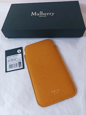Mulberry Amber Mustard Universal Leather Phone Case With Card Slots Gift Box NEW • £79