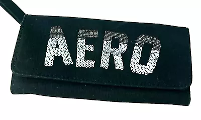 Sequin AERO AEROPOSTALE Zipper Wallet With Strap ~ Black • $12.95