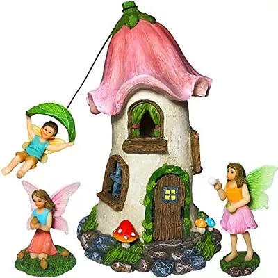 Fairy Garden Miniature Flower House Kit - Figurines And Accessories Set Of 4 ... • $41