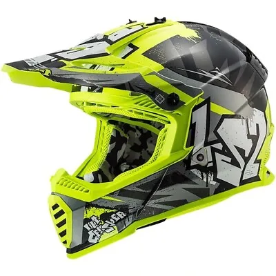 NEW LS2 MX437J Fast Evo Crusher Black/Grey/Hi-Vis Kids Dirt Bike Helmet • $99