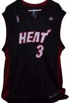 Adidas Dwayne Wade Jersey Black Miami Heat #3 NBA Basketball Sz XL +2 Length • $25