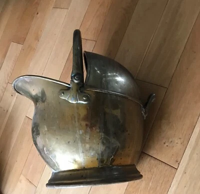 £26.85 • Buy Vintage Brass Coal Bucket Scuttle German Helmet Shape Rare 400mm High Planter