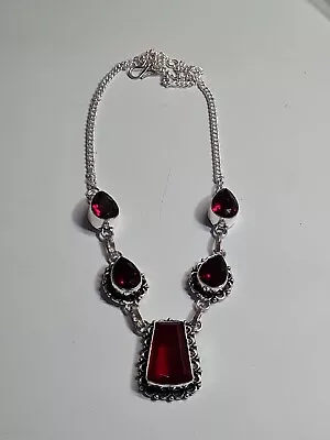 £28 • Buy 925 Silver GARNET   Necklace. 18 Inch Beautiful! PRETTY & SPARKLY    (1160)