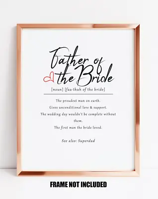 Father Of The Bride Gift Definition Art Print Wedding Favours Parent Gift • £4.99