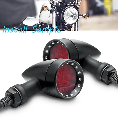 JMCT Bobber LED Motorcycle Black Bullet Red Brake Blinker Turn Signal Tail Light • $23.11