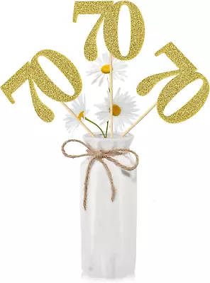 16 PCS 70Th Birthday Centerpiece Sticks Double Sided Glitter 70Th Anniversary Pa • $16.95