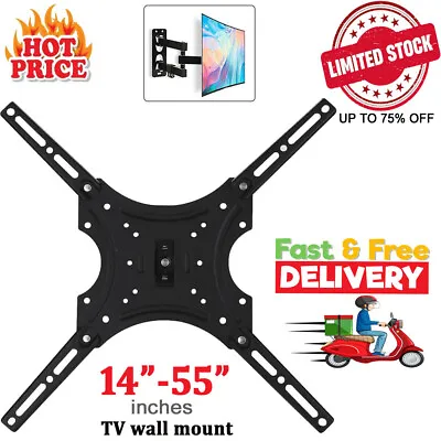 Swivel TV Wall Mount Bracket For 14 20 26 32 40 42 50 55 Inch 3D LCD LED Tilt UK • £6.99