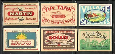 BRITISH Matchbox Labels Assorted Vintage Lot Of 6 Circa 1960s • $5