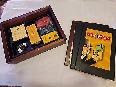 Monopoly Vtg Game Collection Wooden Library Book Shelf Wood Box 2005 Edition • $32