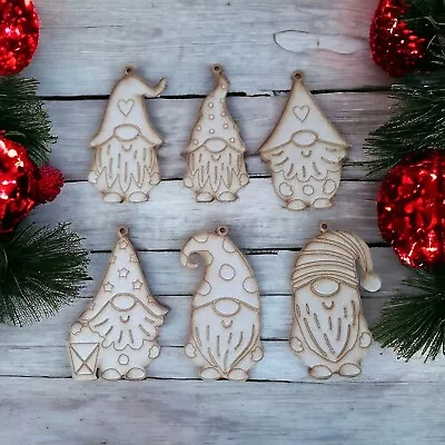 MDF Laser Cut Wooden Christmas Decoration DIY Craft Shape 6 Pack Gnome Boy • £5.25