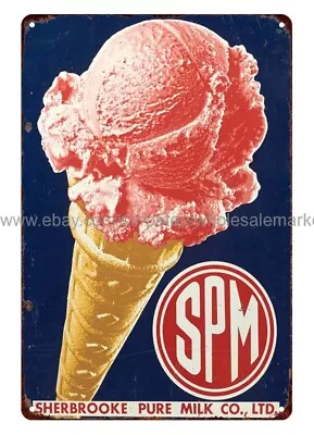 Sherbrooke Pure Milk Co. Ice Cream Metal Tin Sign Home Decor Categories • $18.98