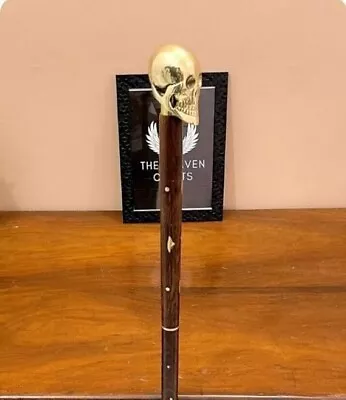 Handmade Wooden Walking Stick Vintage Brass Unique Designer Stick With Skull Hea • $33.44