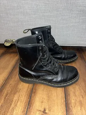 Dr Martens 1460 Air Wair Black Leather Eight Eye Combat Boots Womens 8 • $45.50