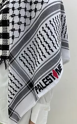 Palestinian Original Handmade Keffiyeh Scarf Shemagh Black And White • $24.50