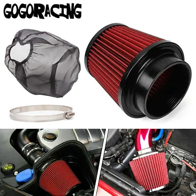 4  100mm Inlet Car Truck Air Intake Cone Dry Air Filter With Filter Sock Cover • $21.99